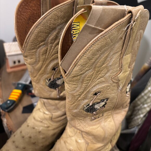 Vintage Genuine Ostrich Full Quill Cowboy Boots - Picture 2 of 6